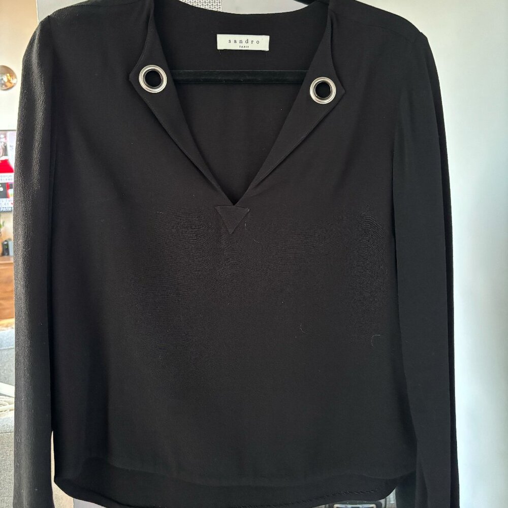 Sandro Paris Black Top – Size Small (FR 36)